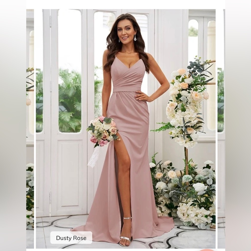NWT Hebeos dusty rose ruched v-neck bridesmaid dress
